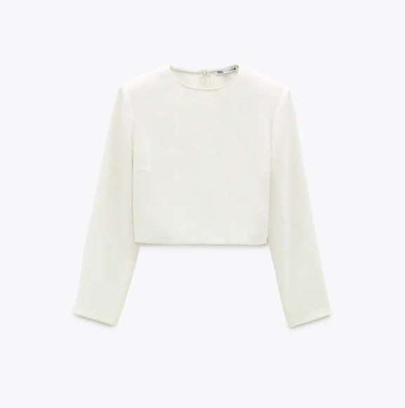 🔥LOWEST Zara CROP Top with Shoulder Pads - Picture 4 of 7